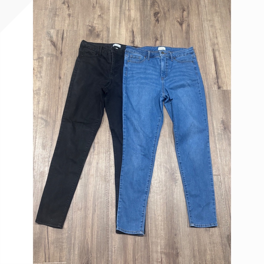 Jessica Simpson Womens High Rise Skinny Jeans Bundle Size 10 Black Blue 2 Pairs